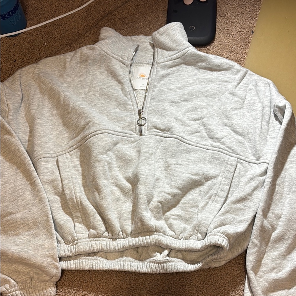 Gray Quarter-Zip Women's Sweatshirt